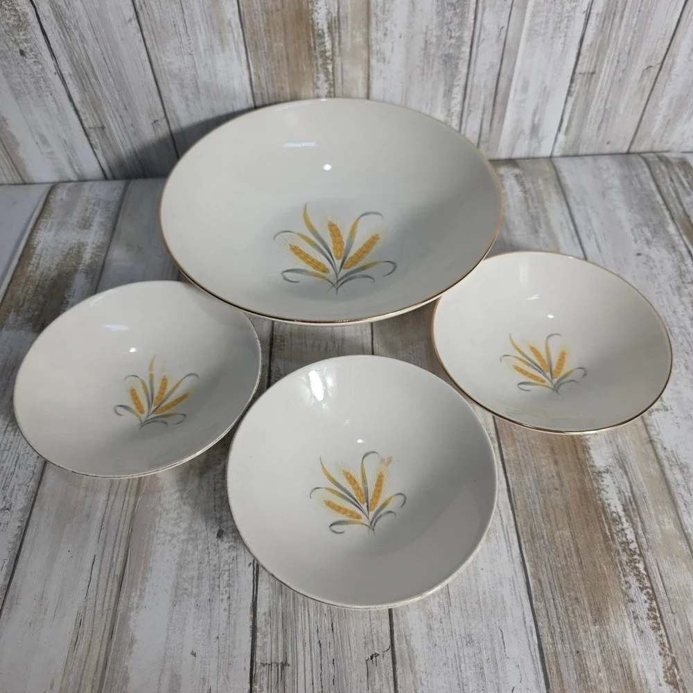 Lifetime China Co Fieldcrest Wheat Bowls Set 4 Vintage Semi-Vitreous Alliance OH